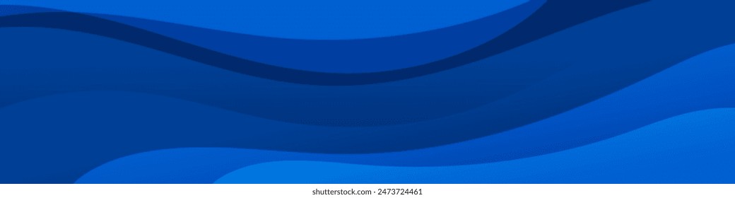 Striking dark blue gradient wave banner, crafting a modern, dynamic header or promotional graphic with captivating visual appeal