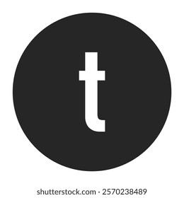 A striking design with a clean white lowercase “t” centered on a bold black circular background. Ideal for branding, social media graphics, or modern designs.