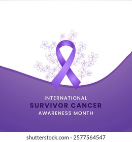 A striking design for International survivor Cancer Awareness Month. The purple ribbon, a symbol of courage and solidarity