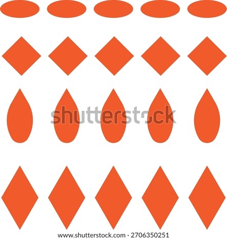 A striking design resource featuring a geometric pattern of orange shapes which include ellipses diamonds and teardrops against 