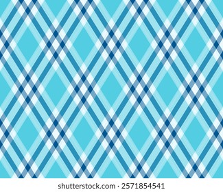 Striking diagonal plaid pattern in refreshing blue hues.  Perfect for textile design, website backgrounds, or any project needing a modern, stylish geometric texture.
