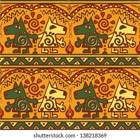  Striking ethnic background with wolfs