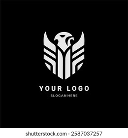 A striking falcon logo in a bold geometric style. Perfect for sports teams, esports branding, corporate identity, or modern business logos. A symbol of power, speed, and determination.