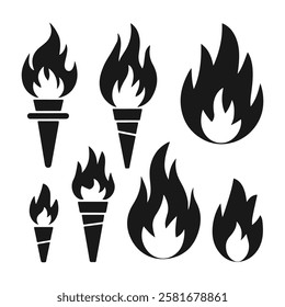 Striking fire silhouette with smooth curves, perfect for heat, survival, and strength themes.