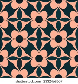 Sorprendente estampado floral con flores negras y rosas, ambientado en un fondo rosado, exhibe un estilo Art Nouveau oscuro y elegante, perfecto para diseños impecables.
