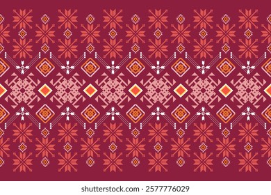 Striking geometric and abstract design featuring intricate interwoven shapes and a rich color palette. This seamless pattern offers a modern and artistic touch.