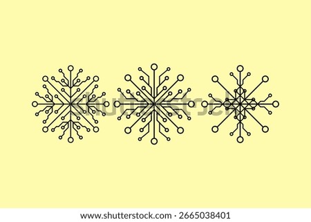 a striking geometric design that merges the elegance of a snowflake with the complexity of a circuit board. EPS 10