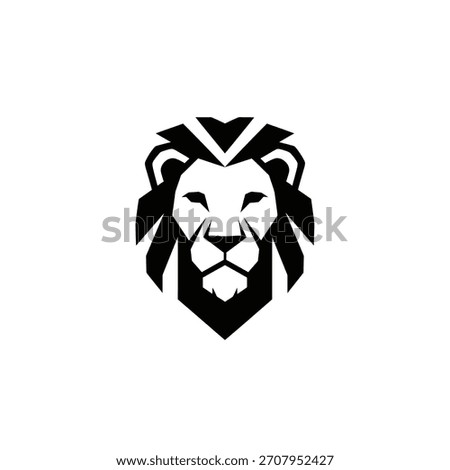 A striking geometric lion head logo design, featuring a bold and modern style with sharp lines and a powerful, focused expression.