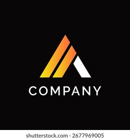 Um impressionante logotipo de triângulo geométrico com um gradiente vibrante e a palavra COMPANY abaixo.