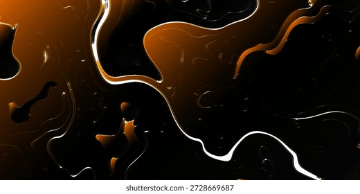 A striking gold and black abstract composition featuring flowing curves and glossy lines. Ideal for luxury branding, backgrounds, or modern art layouts. Evokes movement, elegance, 