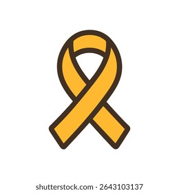 Striking gold ribbon symbolizes support. Icon symbol illustration