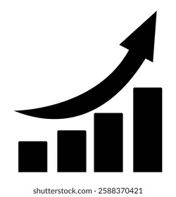 Striking graph bar with an upward arrow, symbolizing growth and success for any project. Its modern design effectively communicates progress, making it ideal for presentations. Vector design