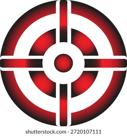 Un llamativo Diseño gráfico presenta un objetivo circular con anillos concéntricos de rojo, blanco y negro que crean una estética enfocada y precisa