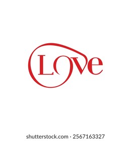 A striking graphic design featuring the word "LOVE" in bold, uppercase, red lettering.