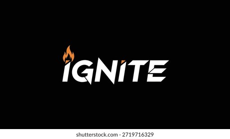 Um gráfico impressionante apresenta a palavra IGNITE em letras brancas em negrito contra um fundo preto profundo. O "i" é adornado com um laranja estilizado e