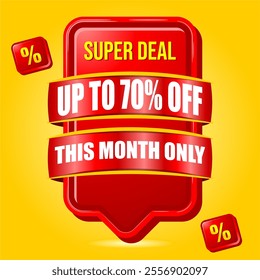 A striking graphic featuring bold red accents and an incredible 70% discount offer for large sales events.