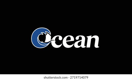 Un gráfico llamativo con una onda azul estilizada con acentos blancos, situado a la izquierda de la palabra 'océano' escrito en letras blancas limpias.