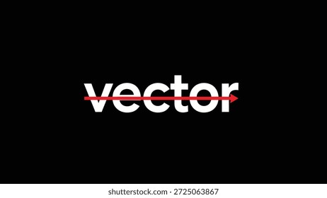 Un gráfico llamativo que presenta la palabra "Vector" en letras blancas en negrita sobre un fondo negro. Una flecha roja vibrante atraviesa el