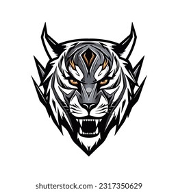 Striking hand drawn tiger logo design with intricate details and powerful presence. Ideal for brands seeking a strong and captivating image