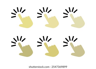 Ícones de dedo apontando à mão impressionantes para materiais instrucionais, ilustrações de dedo apontando à mão simples, mas eficazes, conjuntos versáteis de ícones de dedo apontando à mão para todas as indústrias