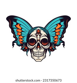 A striking hand-drawn logo design showcasing the fusion of a skull and wings, creating a powerful and unique symbol