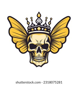 A striking hand-drawn logo design showcasing the fusion of a skull and wings, creating a powerful and unique symbol
