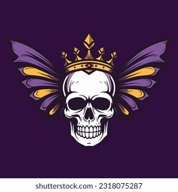 A striking hand-drawn logo design showcasing the fusion of a skull and wings, creating a powerful and unique symbol