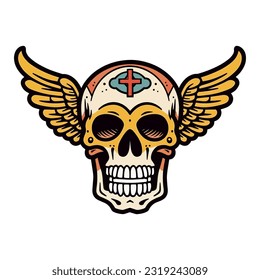 A striking hand-drawn logo design showcasing the fusion of a skull and wings, creating a powerful and unique symbol