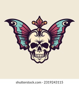 A striking hand-drawn logo design showcasing the fusion of a skull and wings, creating a powerful and unique symbol