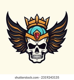 A striking hand-drawn logo design showcasing the fusion of a skull and wings, creating a powerful and unique symbol