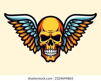 A striking hand-drawn logo design showcasing the fusion of a skull and wings, creating a powerful and unique symbol