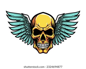 A striking hand-drawn logo design showcasing the fusion of a skull and wings, creating a powerful and unique symbol