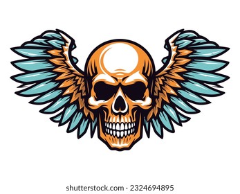 A striking hand-drawn logo design showcasing the fusion of a skull and wings, creating a powerful and unique symbol