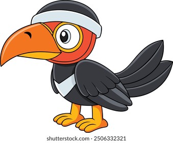 a striking helmeted hornbill vector illustration.