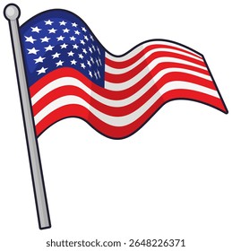 A striking illustration of the American flag waving, symbolizing patriotism and unity.