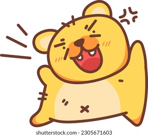 Striking illustration captures the fierce and intense expression of an angry yellow bear. Its vibrant color and piercing gaze convey a powerful presence, evoking a sense of strength and determination.