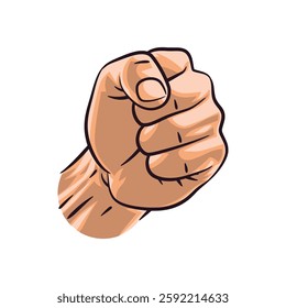 A striking illustration of a clenched fist in a powerful punching pose. This artwork symbolizes strength, determination, and action. Ideal for posters, logos, t-shirt designs, and more.