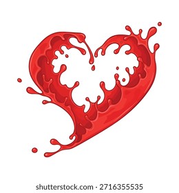 Una llamativa ilustración con un líquido rojo vivo que forma la icónica forma de un corazón. 