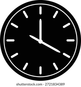 A striking image of a clock with a bold, black and white silhouette style.