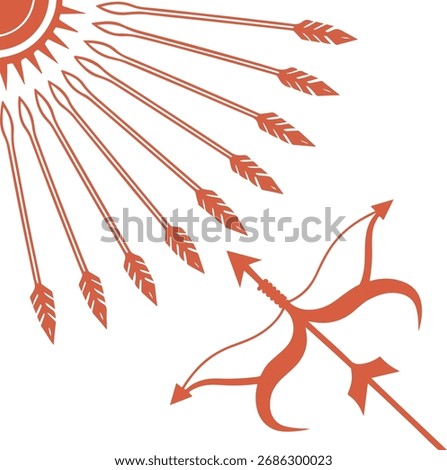 A striking image depicting a broken bow and arrows with a sun