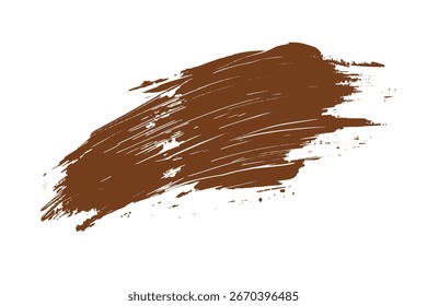 Una Imagen llamativa presenta una pincelada marrón texturizada, creando un patrón abstracto. Su diseño incorpora trazos dinámicos y gotas para la profundidad visual, frente a la transparencia.