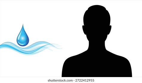 Una llamativa Imagen con cabeza humana y Elementos acuáticos en un estilo de silueta audaz.