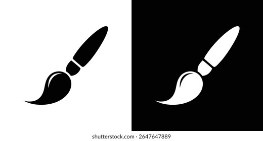 Uma imagem impressionante com um simples ícone de pincel, contrastado em preto e branco, um preto em branco e um branco em preto. Design minimalista.