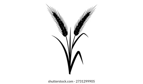 A striking image featuring two wheat stalks, rendered in a distinct black silhouette style.