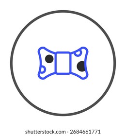 A striking image presents a clean bow tie icon, centered within a circular frame. Its minimalist style is accentuated by blue outlines and black circular accents, projecting an understated elegance