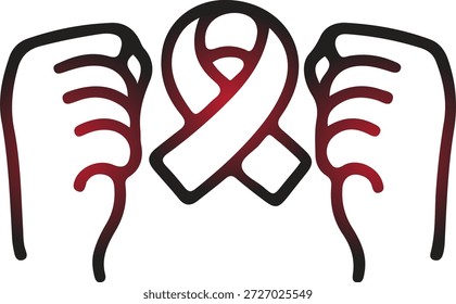 A striking image showcases three stylized flame like shapes with a central red ribbon symbolizing awareness on transparent background high-quality