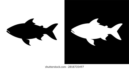 A striking image showcasing a fish silhouette against contrasting backgrounds, emphasizing aquatic life and marine environment.