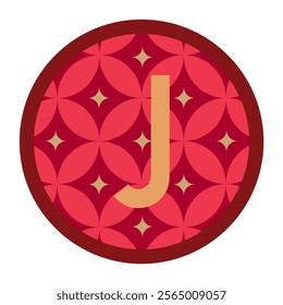 Striking J design within an abstract floral-inspired red circle. Modern and timeless vector for creative layouts, logos, and digital projects.