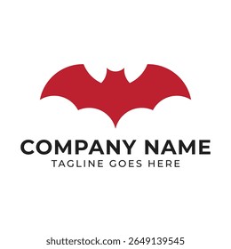 Design de logotipo impressionante Com uma silhueta de morcego carmesim com nome de empresa arrojado e slogan conciso abaixo dele