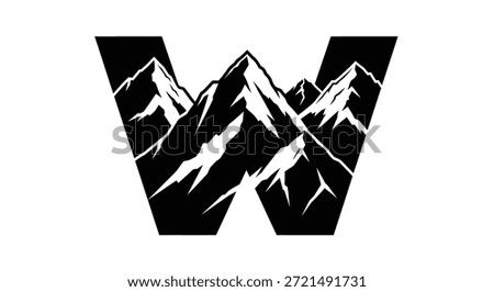 A striking logo design featuring the letter W intricately shaped with mountain peaks and ridges. The minimalist black and white design creates a bold and impactful visual. Perfect for businesses or